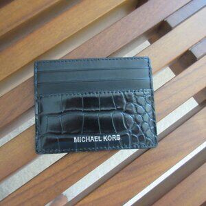 NEW Michael Kors COOPER Credit / Card Case in CROC Embossed Leather